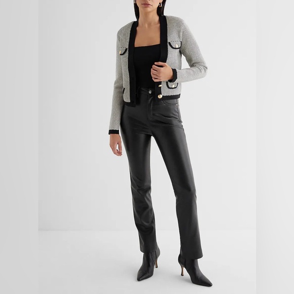 NWT Express Tipped Striped Novelty Button Sweater Jacket - Picture 3 of 5